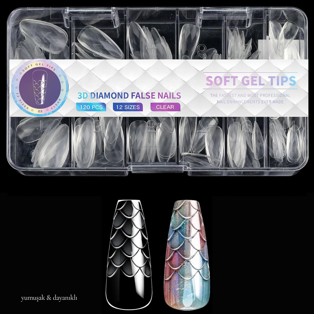 3D Deniz Kızı Şekilli Soft Jel Tips