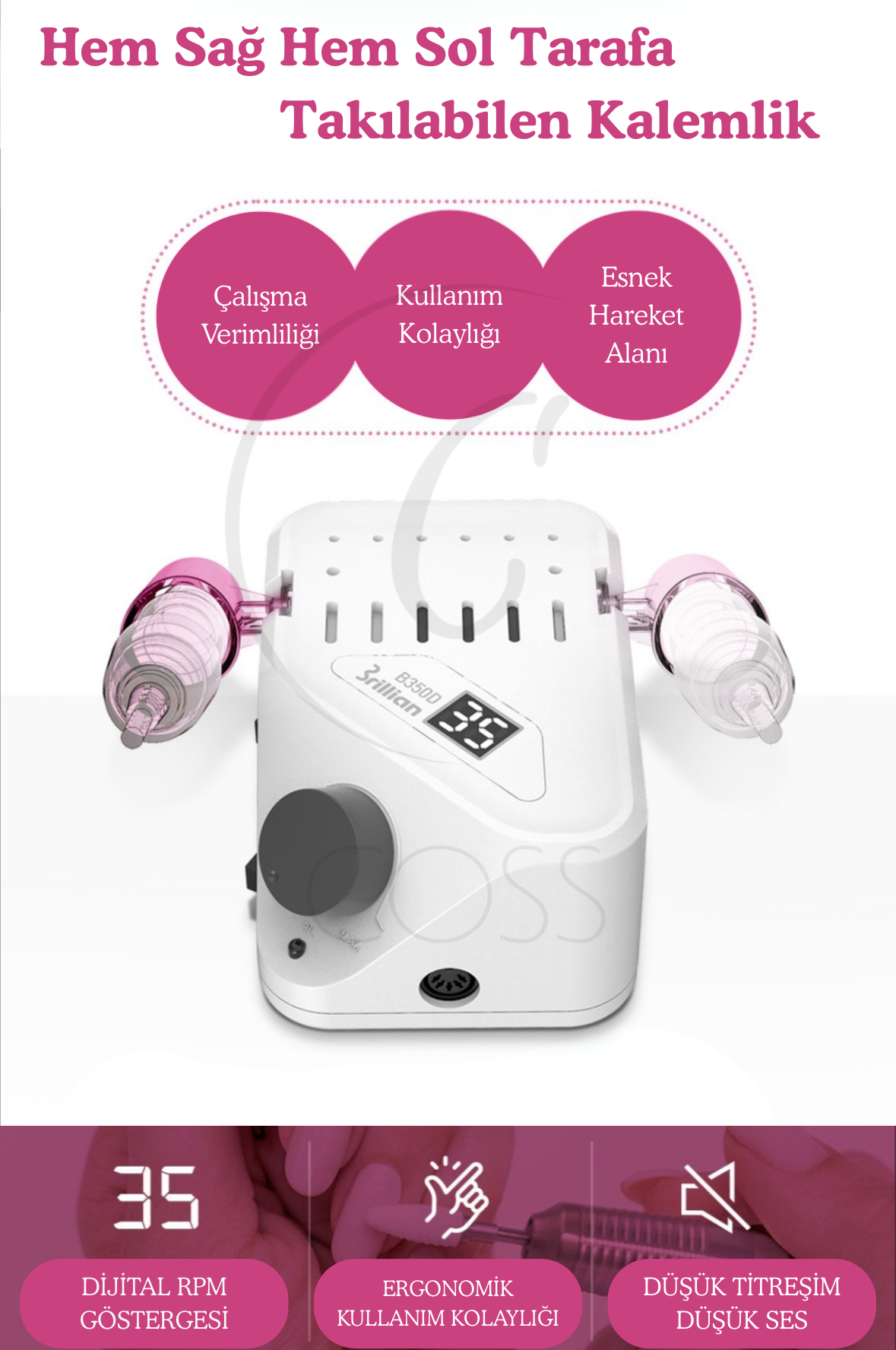 Strong Brillian B350D Profesyonel Tırnak Freze Makinesi - 2 YIL GARANTİLİ