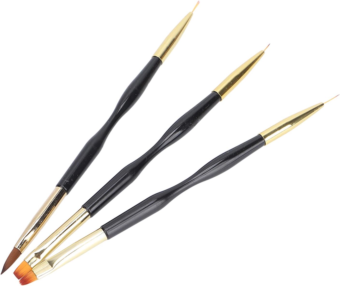 3'Lü Siyah Nail Art Çift Taraflı Fırça Seti