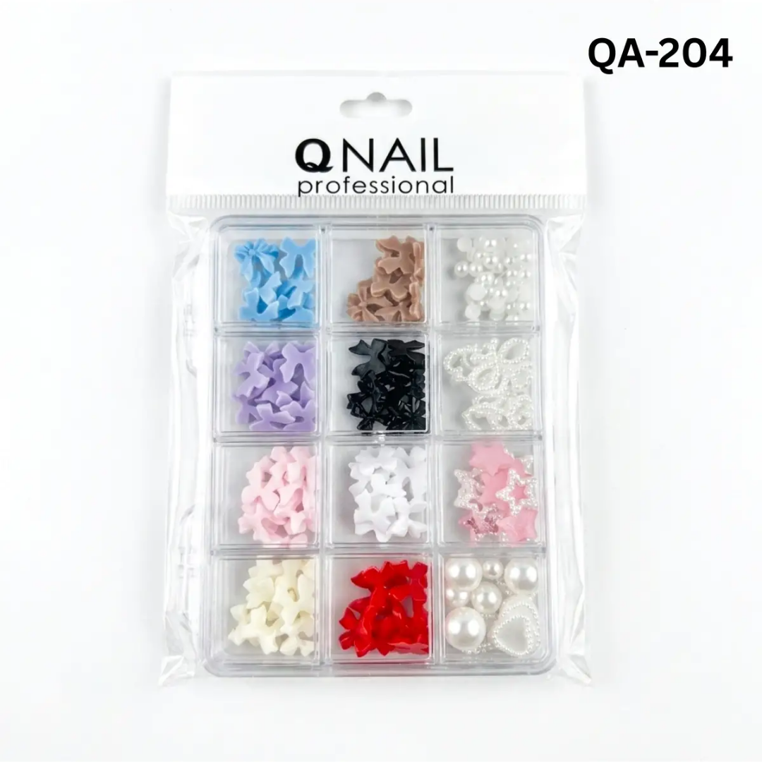 Renkli Tırnak Taşı Seti 12'Li Nail Art Süsleme Parlak Kristal Boncuk Seti QA-204