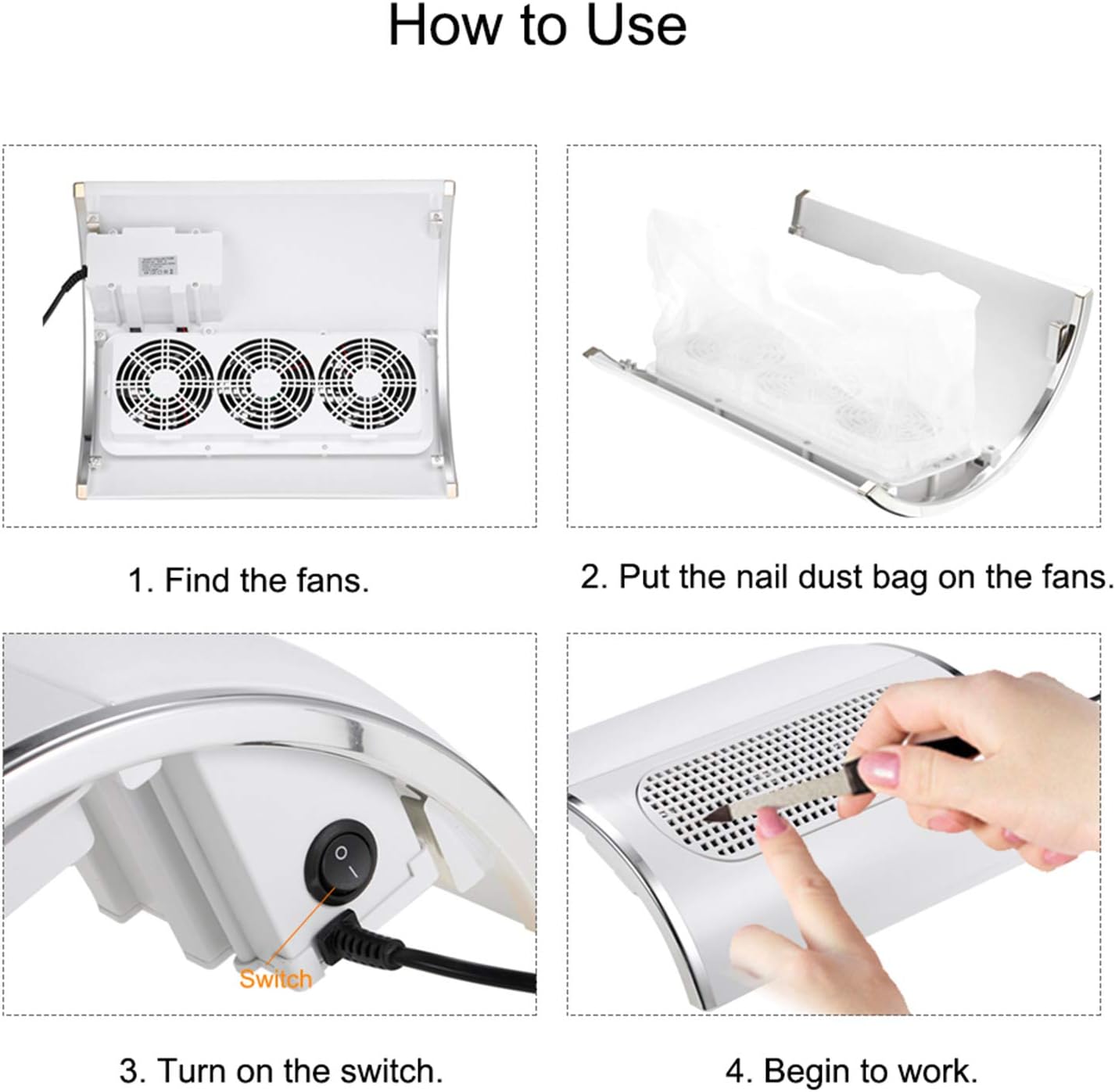 Tırnak Toz Toplama Makinesi 3 Fanlı 48 Watt