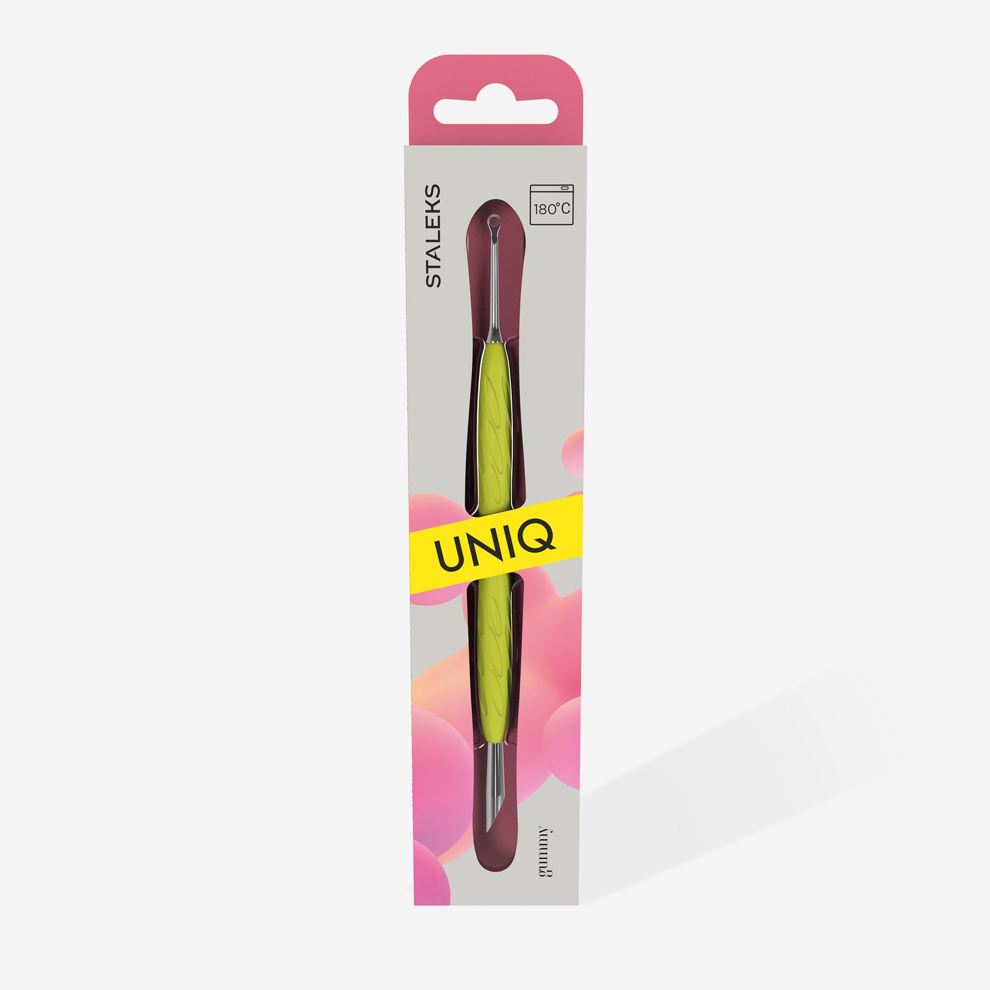 Staleks UNIQ 11 TYPE 2 Gummy Sarı Silikon Saplı Tırnak İtici (Eğik Uç ve Halka)