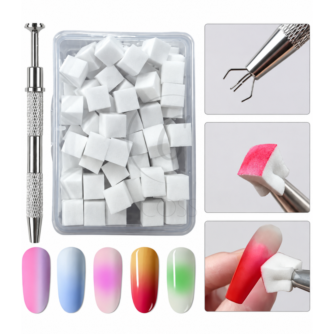 Nail Art Ombre Sünger Seti + Ahtapot Tutucu Kalem