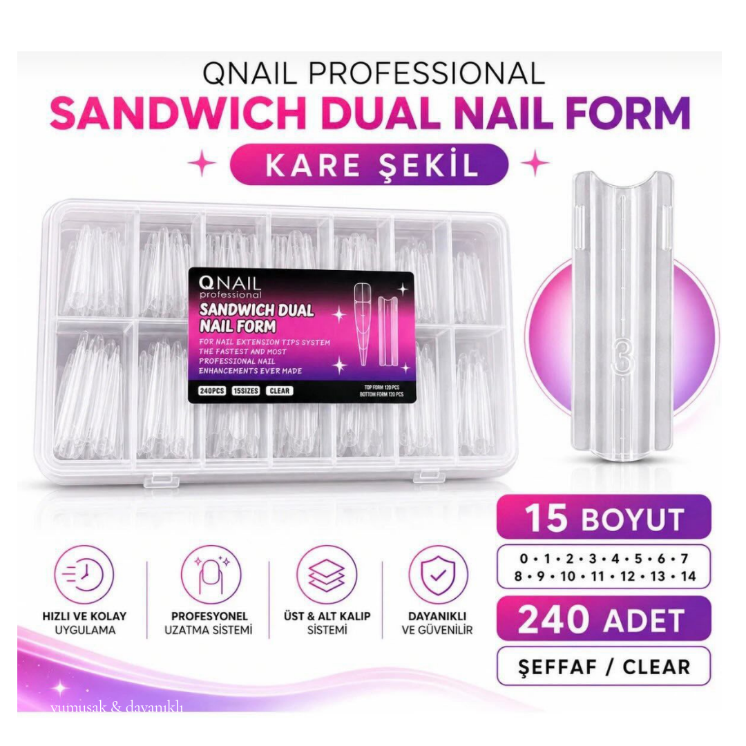 Küt Sandviç Kalıp Dual Form 240 Adet Protez Tırnak Seti