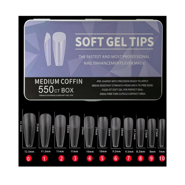 Protez Tırnak Soft Jel Tips 550’li Medium Coffin