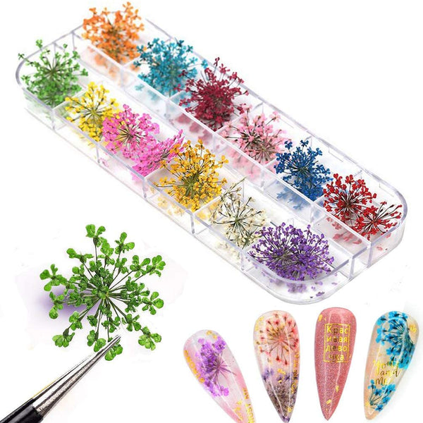 Nail Art Gerçek Kuru Süsleme Çiçekleri (12'li)