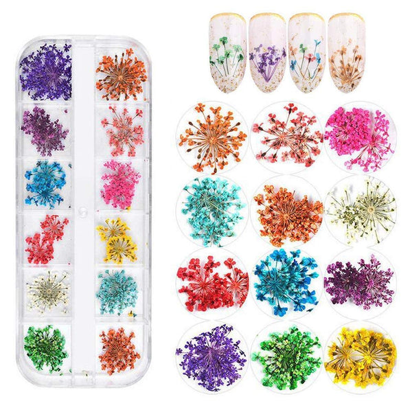 Nail Art Gerçek Kuru Süsleme Çiçekleri (12'li)