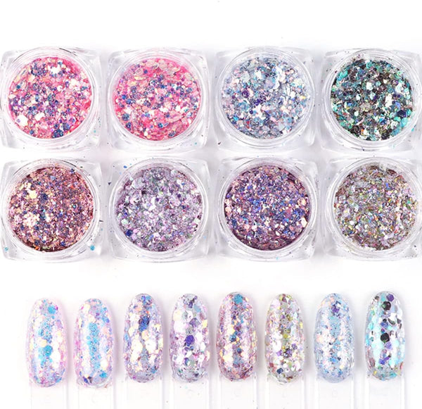 8'li Nail Art Balık Pulu Glitter Set