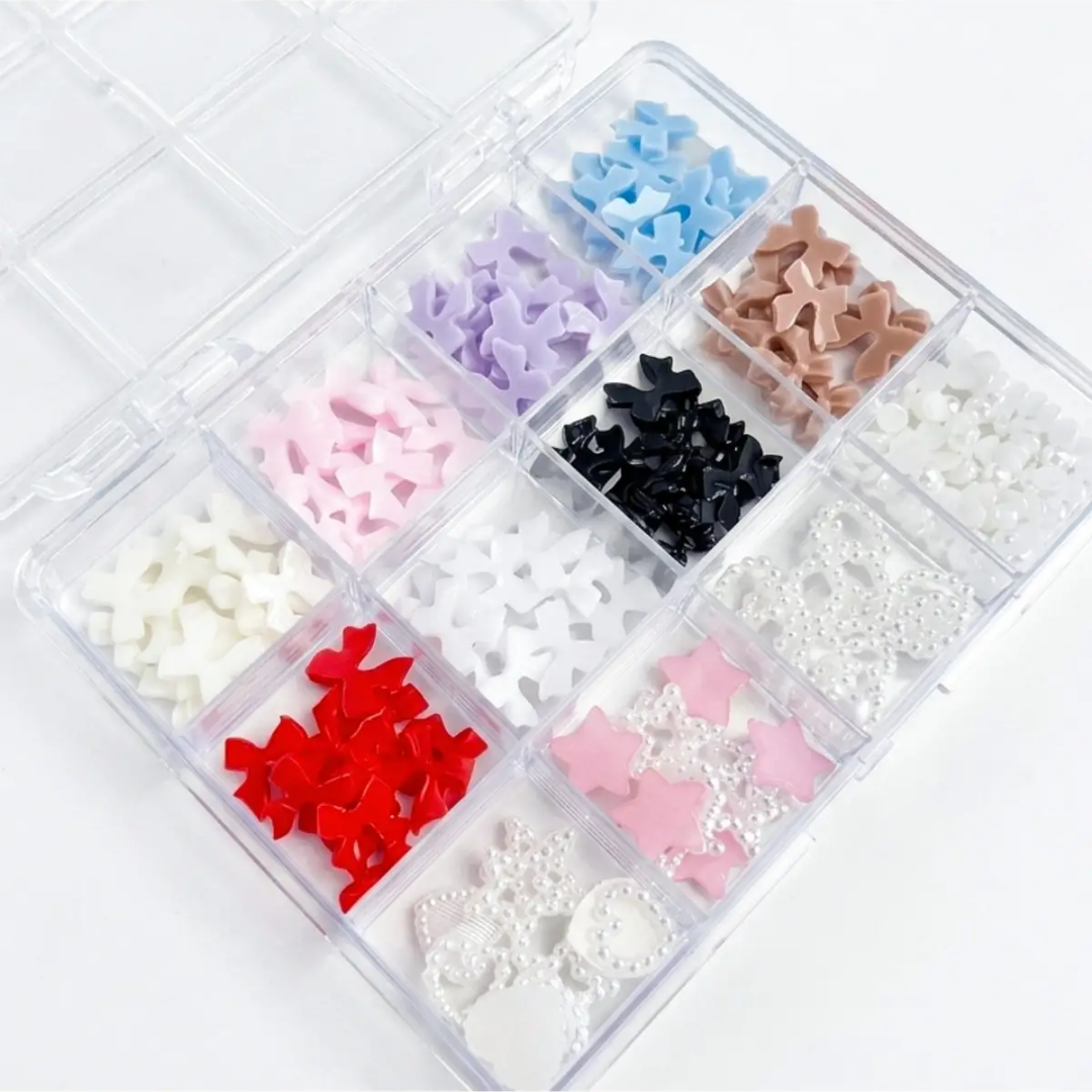 Renkli Tırnak Taşı Seti 12'Li Nail Art Süsleme Parlak Kristal Boncuk Seti QA-204