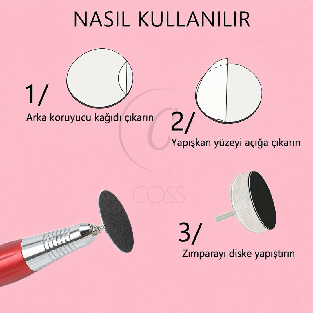 Pododisk Zımpara Seti 80/120/180/240 Grit – 120 Adet + Çelik Disk