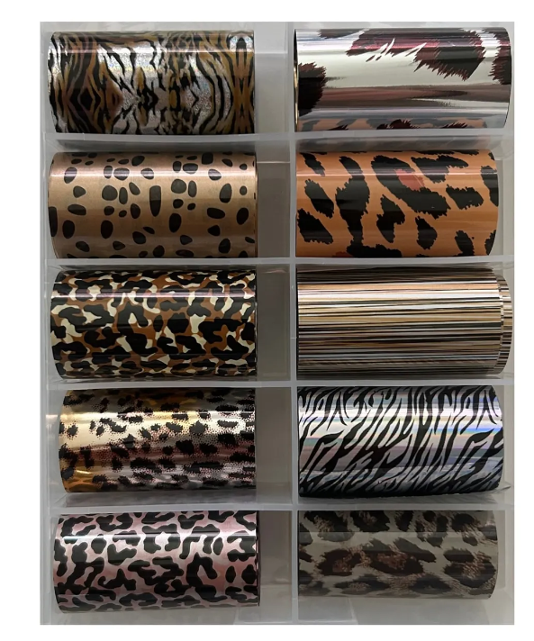 Leopar Desenli Nail Art Folyo Tırnak Süsleme Seti