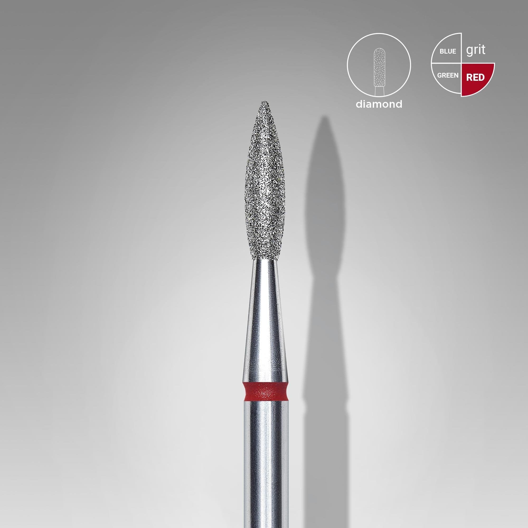 Staleks Elmas Sivri Alev Freze, Kırmızı, Çap 2,1 mm, Çalışma Kısmı 8 mm